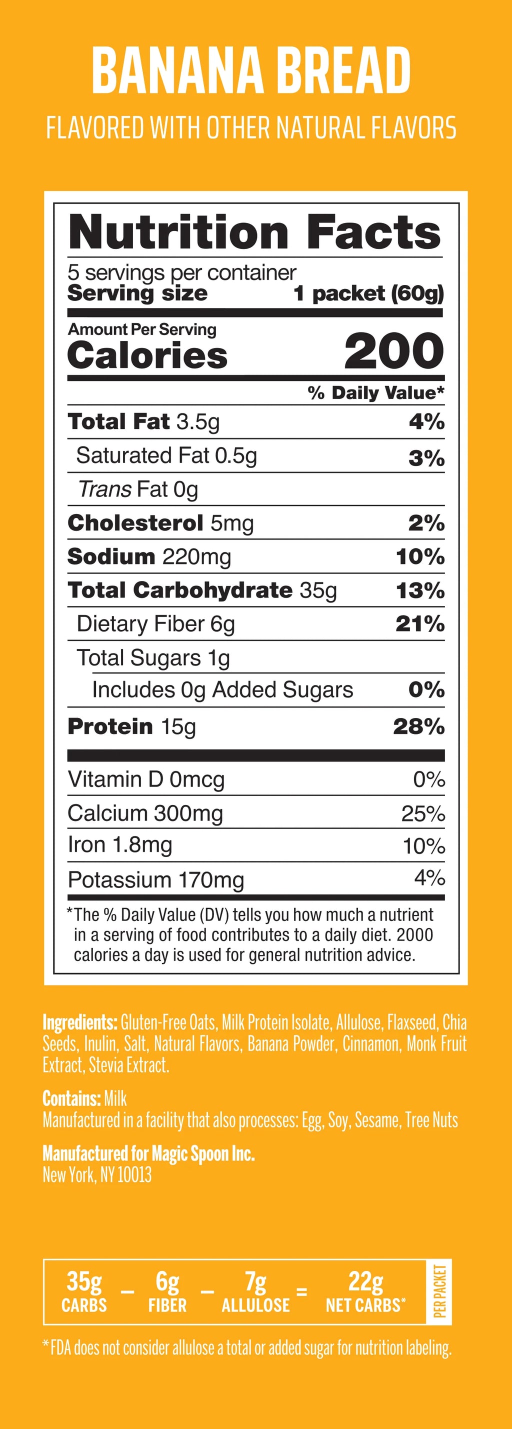 Banana Bread - 20 Oatmeal Packets (4 Boxes)