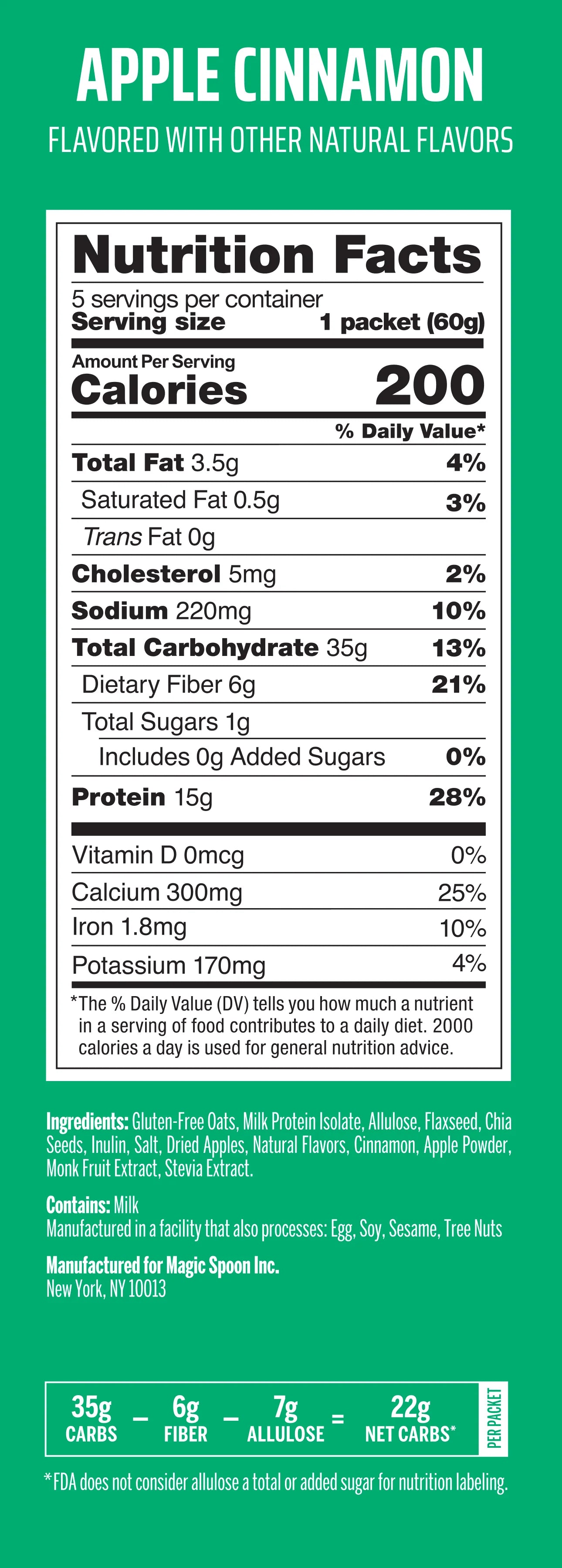 Apple Cinnamon - 20 Oatmeal Packets (4 Boxes)